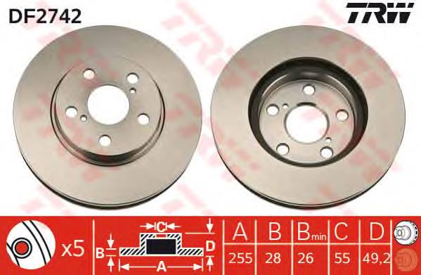 Disco de freno delantero TRW DF2742