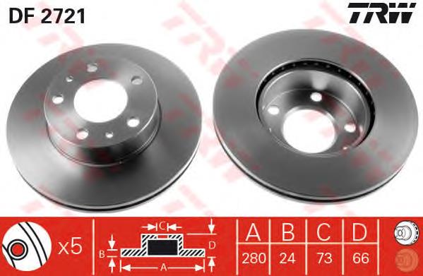 Frenos delanteros TRW DF2721 precio, desde 37,64 EUR