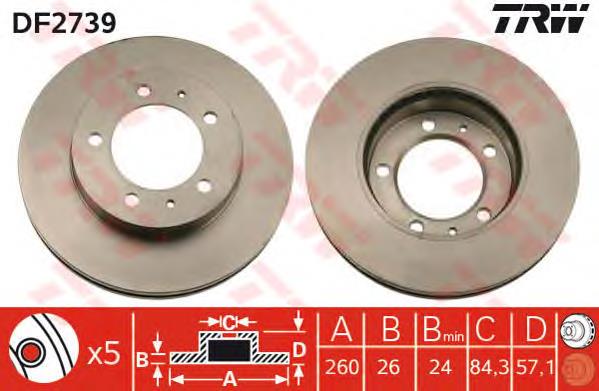 Disco de freno delantero TRW DF2739