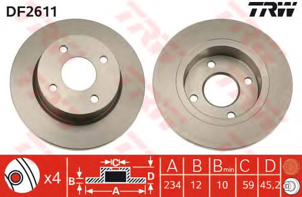 Frenos delanteros TRW DF2611 precio, desde 21,34 EUR