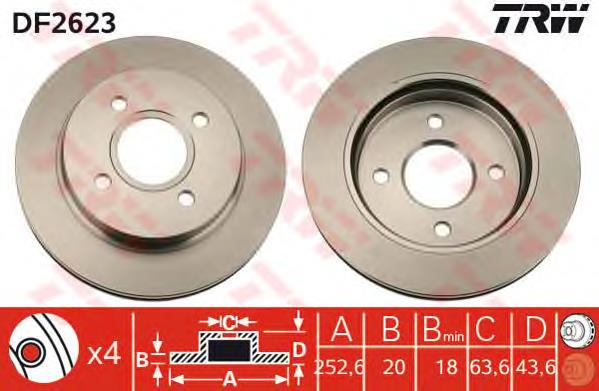 Comprar DF2623 TRW Disco de freno trasero