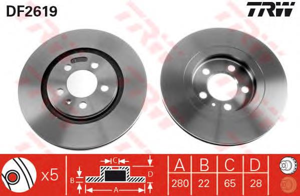 Comprar DF2619 TRW Freno de disco delantero
