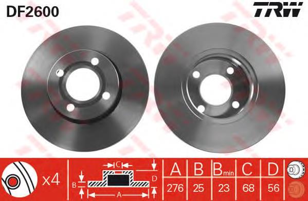 DF2600 TRW freno de disco delantero