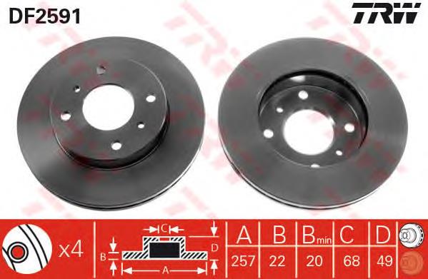 Disco de freno DF2591 TRW