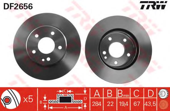 Disco de freno DF2656 TRW