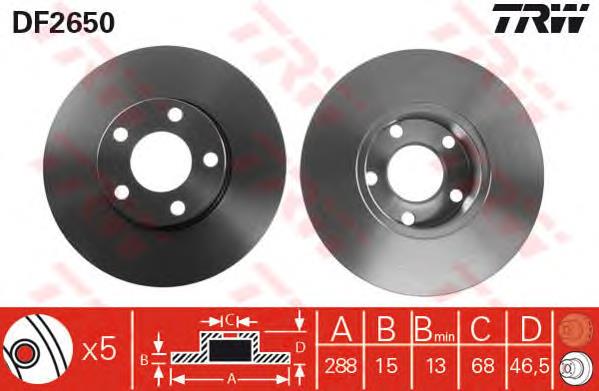 Frenos delanteros TRW DF2650 precio, desde 33,34 EUR