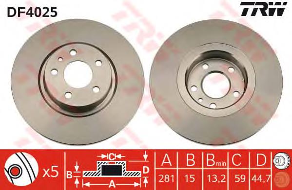 Disco de freno delantero TRW DF4025