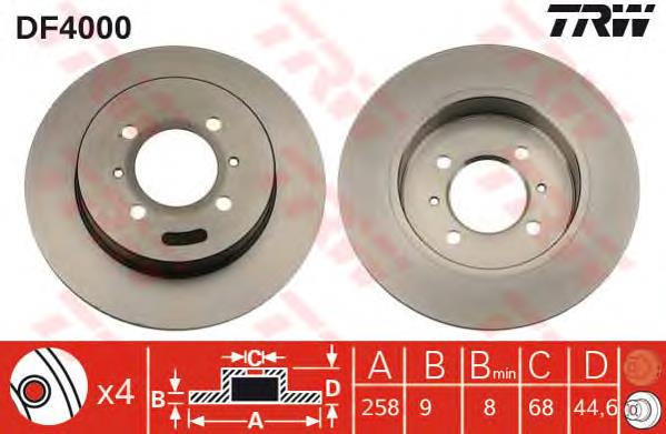 DF4000 TRW disco de freno trasero