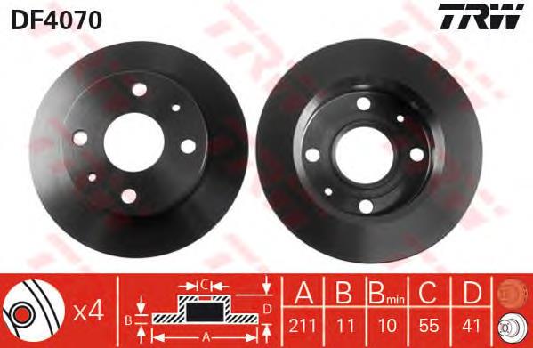 Disco de freno delantero TRW DF4070