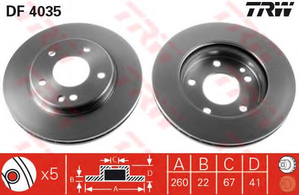 Disco de freno DF4035 TRW