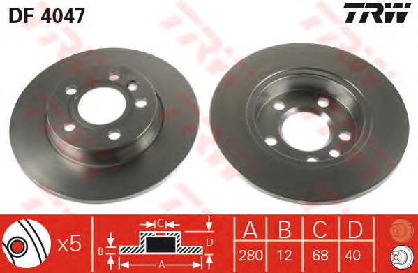 Comprar DF4047 TRW Disco de freno trasero