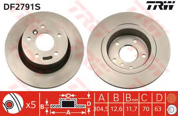 Comprar DF2791S TRW Disco de freno trasero
