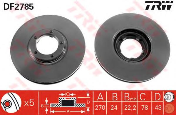 Disco de freno delantero TRW DF2785