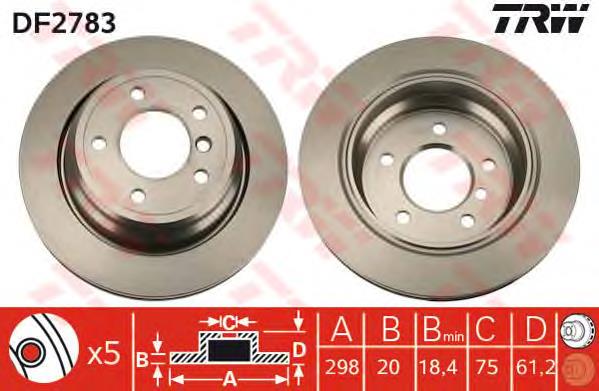 Disco de freno trasero TRW DF2783 precio, desde 34,74 EUR