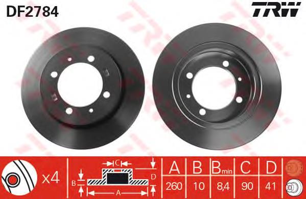 Disco de freno trasero TRW DF2784 precio, desde 22,37 EUR