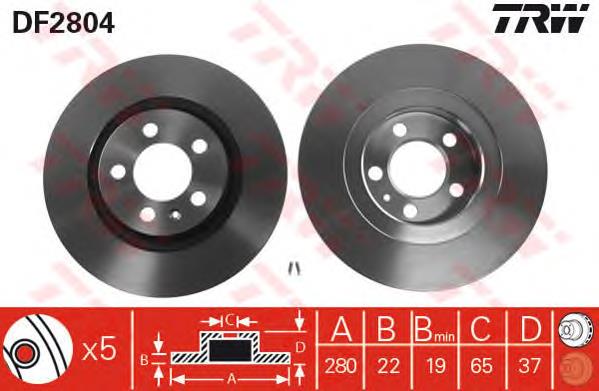 Disco de freno delantero TRW DF2804
