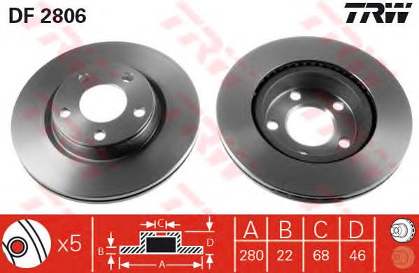 Disco de freno DF2806 TRW
