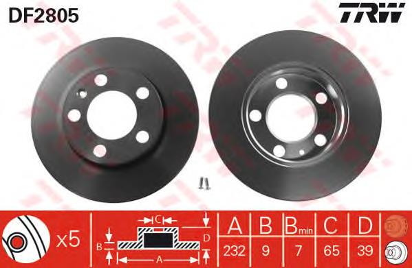 DF2805 TRW Freno de disco trasero