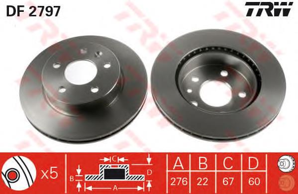 Comprar DF2797 TRW Freno de disco delantero