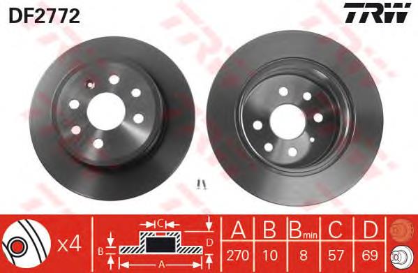 Disco de freno trasero TRW DF2772 precio, desde 33,58 EUR