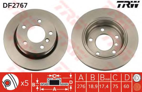 DF2767 TRW Freno de disco trasero