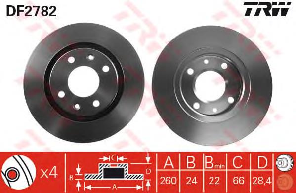 Comprar DF2782 TRW Freno de disco delantero