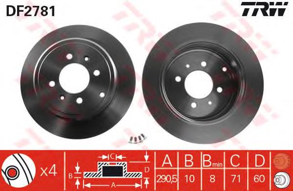 Comprar DF2781 TRW Disco de freno trasero