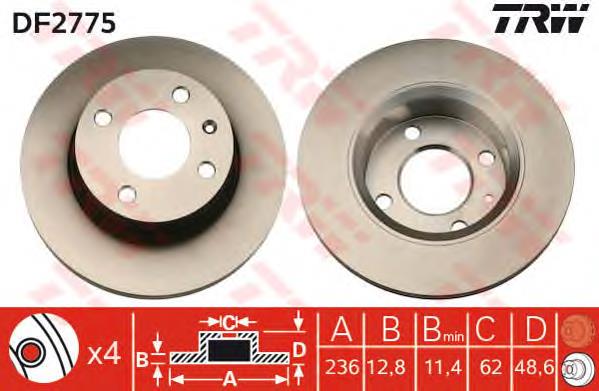 Disco de freno delantero TRW DF2775