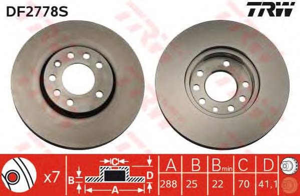 Disco de freno delantero TRW DF2778S