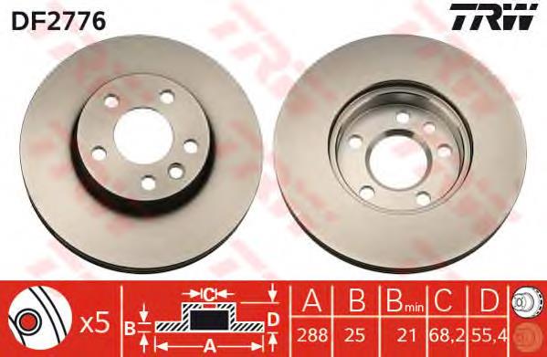 Comprar DF2776 TRW Freno de disco delantero