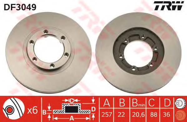 Disco de freno DF3049 TRW