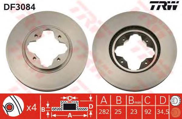 Comprar DF3084 TRW Freno de disco delantero