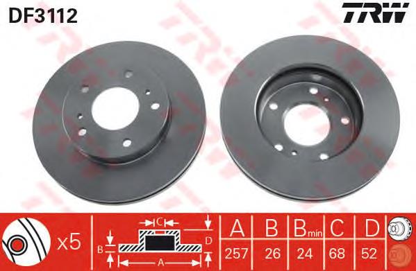 Disco de freno DF3112 TRW