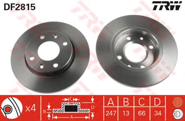 Disco de freno delantero TRW DF2815