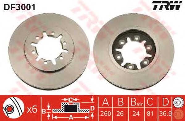 Comprar DF3001 TRW Freno de disco delantero