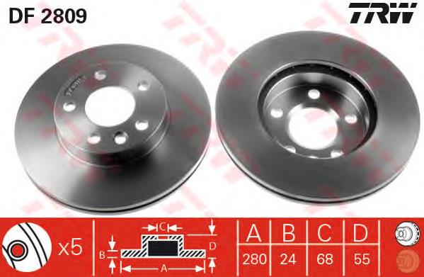 Frenos delanteros TRW DF2809 precio, desde 37,36 EUR