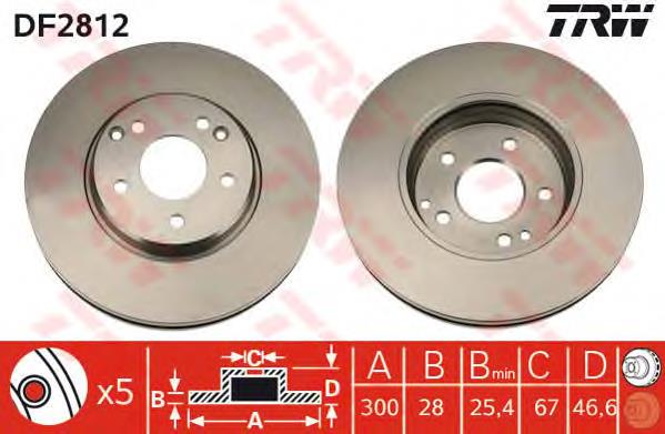Disco de freno delantero TRW DF2812