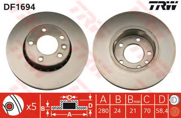 Frenos delanteros TRW DF1694 precio, desde 39,20 EUR