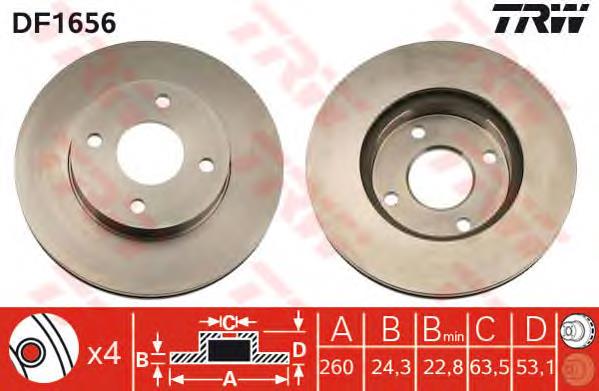 Frenos delanteros TRW DF1656 precio, desde 23,89 EUR