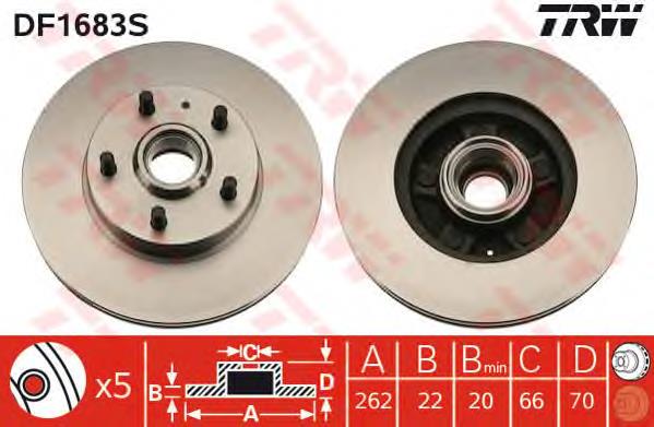 Freno de disco delantero DF1683S TRW