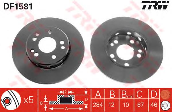 Disco de freno delantero TRW DF1581