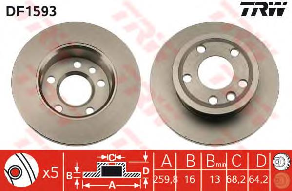 Frenos delanteros TRW DF1593 precio, desde 36,41 EUR