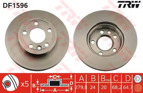 Disco de freno delantero TRW DF1596