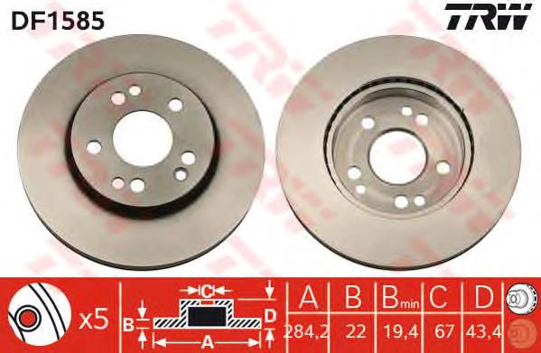 Comprar DF1585 TRW Freno de disco delantero