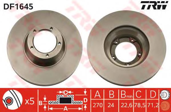 Freno de disco delantero DF1645 TRW