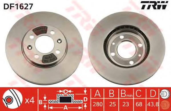 Disco de freno DF1627 TRW