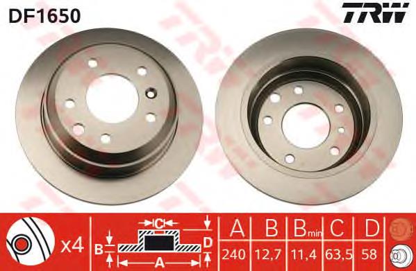 Freno de disco delantero DF1650 TRW