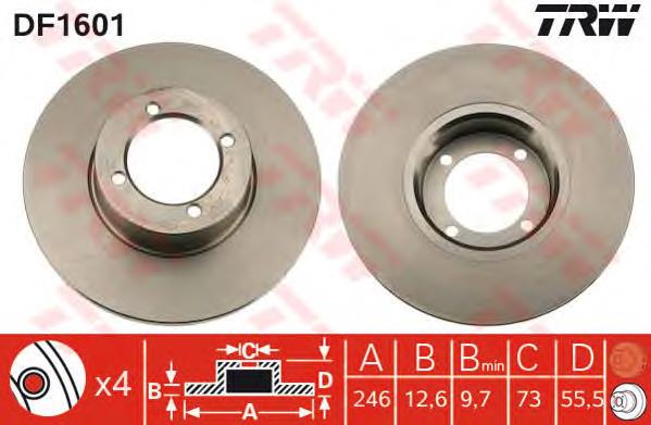 Freno de disco delantero DF1601 TRW