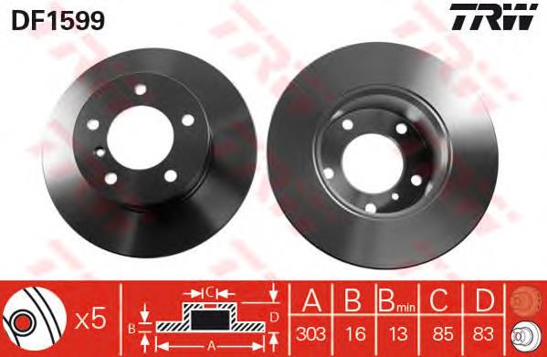 Disco de freno DF1599 TRW