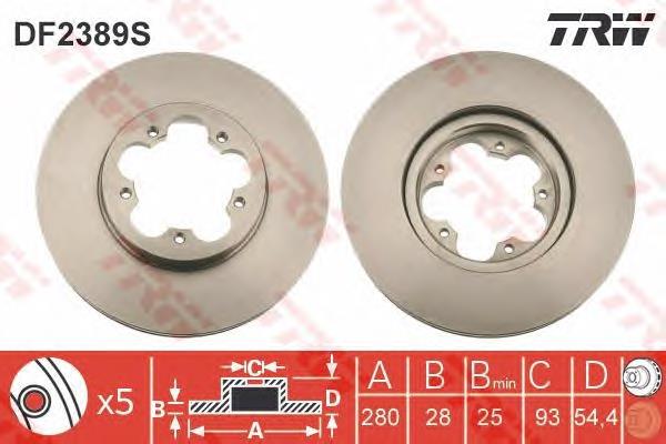 Disco de freno DF2389S TRW